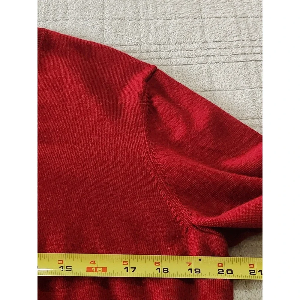Joseph Abboud 100% Extra Fine Wool V Neck Sweater Size L‎ Brick Red